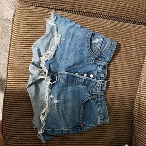 Levi's Blue Distressed Denim Shorts
